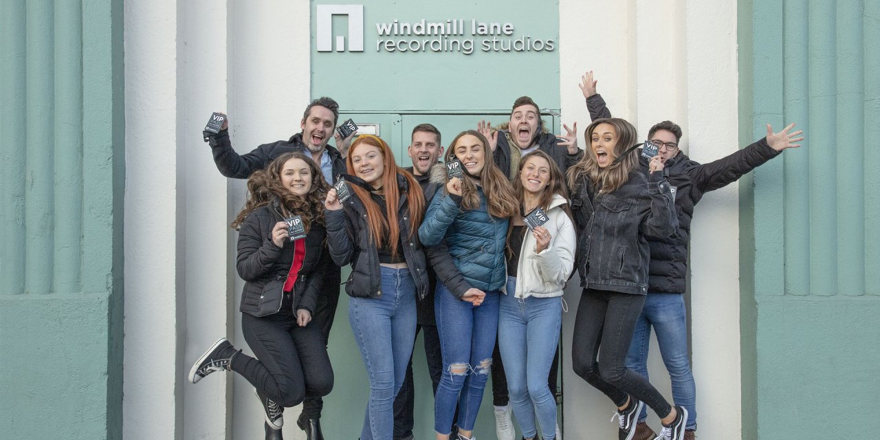 Group of Friends outside the Windmill Lane Recording Studios in Dublin, Ireland